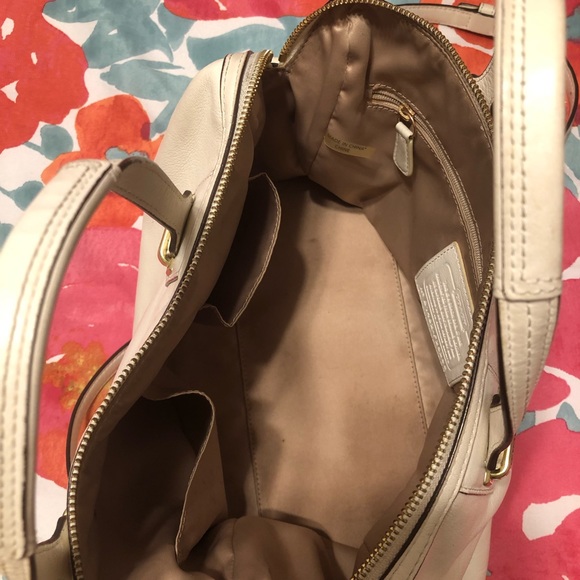 COACH white and gold leather satchel - Picture 4 of 5